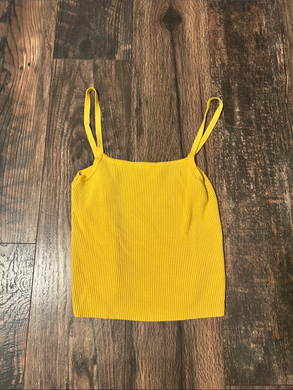 Brandy Melville Mustard Yellow Ribbed Spaghetti Tank